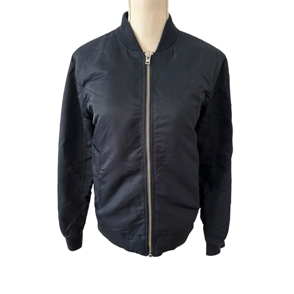Abercrombie & Fitch Navy Blue Nylon‎ Bomber Jacket Size Small